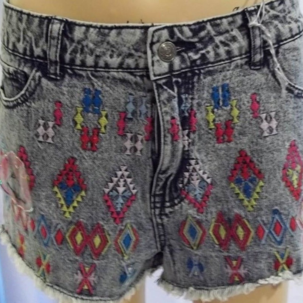 Harmony+Havoc Charlotte Russe Aztec Denim Shorts-Junior Size 12,New with Tag